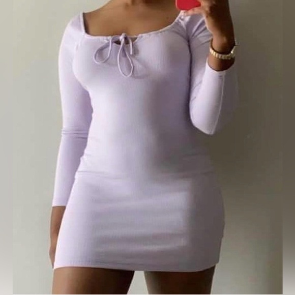 Lavender Ribbed Knit Dress - Picture 1 of 3